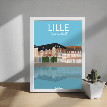 Affiche illustration Lille - Le quai du Wault
